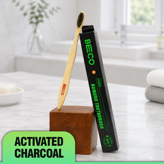Bamboo Toothbrush with Activated Charcoal Bristles, Single